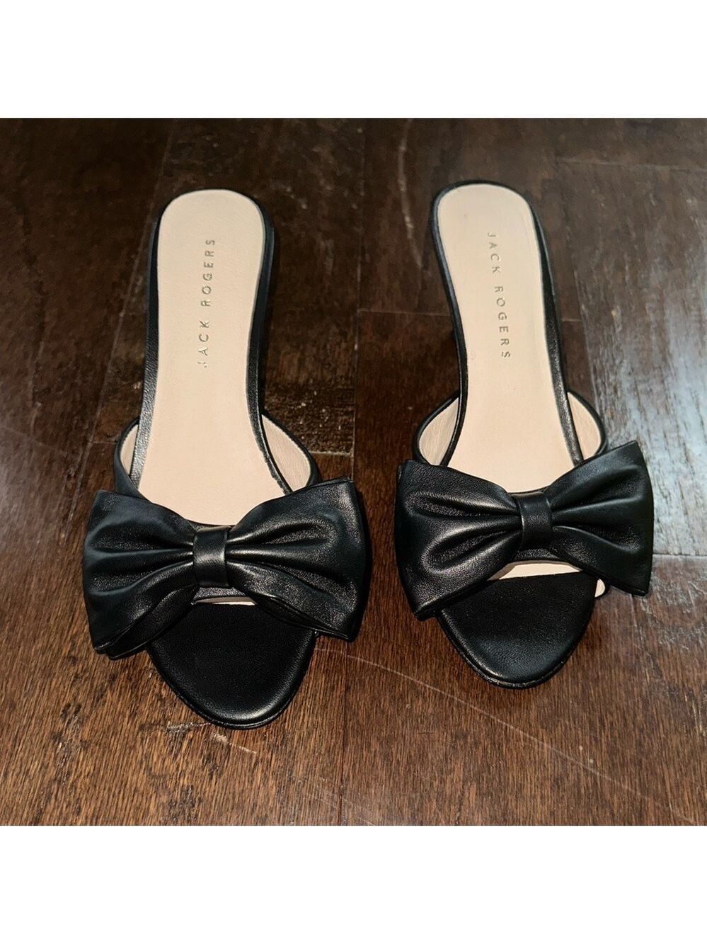 Jack Rogers-Lola Bow Mid Heel sandals black size 8 New in box. - Picture 9 of 16